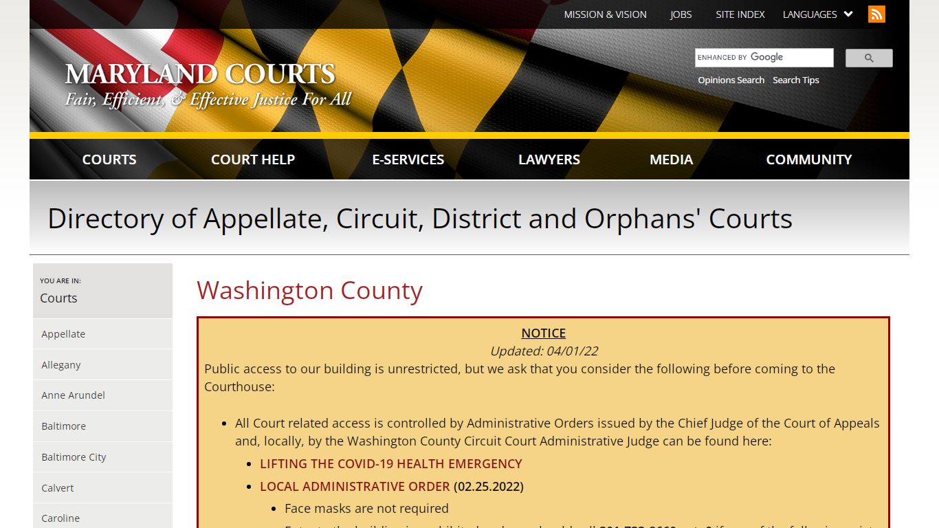 Washington County | Maryland Courts
